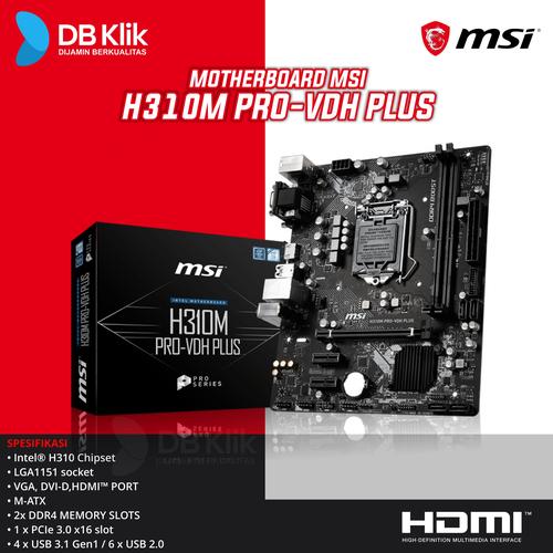 Gambar Motherboard MSI H310M PRO VDH Plus - MB MSI H310 M Pro-VDH+ dari dbclick Kota Surabaya Tokopedia
