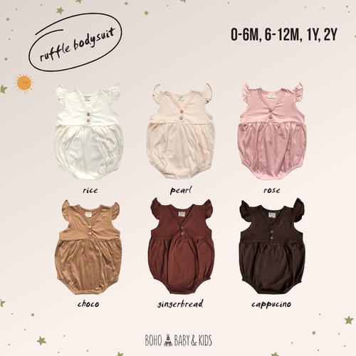 Foto Produk RUFFLE BODYSUIT 0-6M 6-12M 1Y 2Y (Jumper Bayi) - RICE, 2Y dari Bohopanna