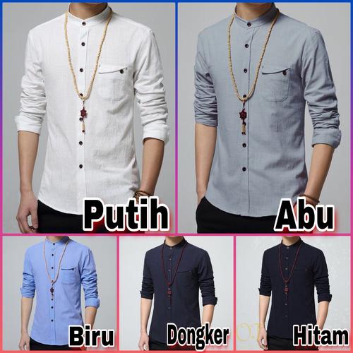 Foto Produk Kemeja pria pakaian koko muslim baju polos putih abu biru merah hitam dari Rifa t-shirt