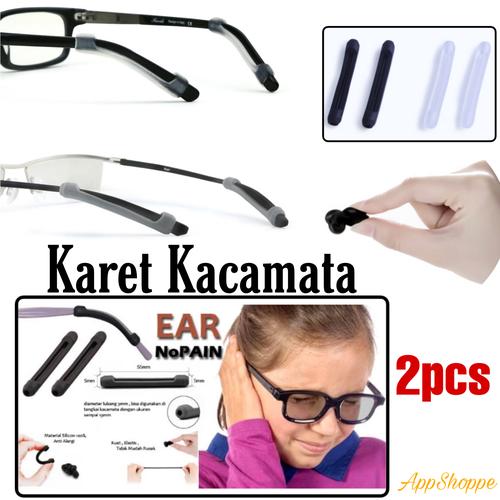 Foto Produk Karet Penahan Kacamata Anti Slip Silicon Rubber Sunglasses 2pcs - BLACK dari ZetiraCollection