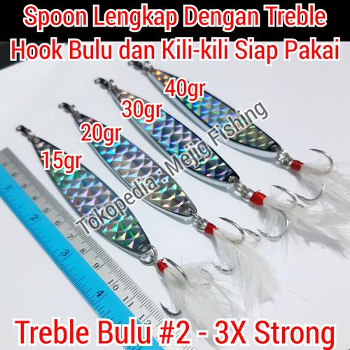 Foto Produk Umpan Pancing Spoon Metal Lure Model S Lengkap Dengan Treble Hook Bulu - 15gr dari MeJig Fishing