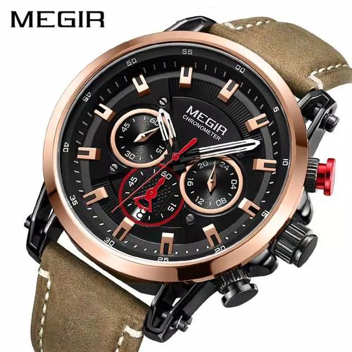 Jual Megir 2085 Original Jam Tangan Pria Tali Kulit Crono Aktif Brown Ring Rg Jakarta Barat Jam Pria Original Tokopedia