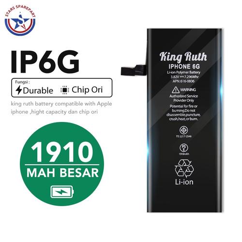 Foto Produk iPhone 6 6G Baterai Battery Batre Double Power 1910mAh King Ruth - KingRuth 6G dari Stars Sparepart