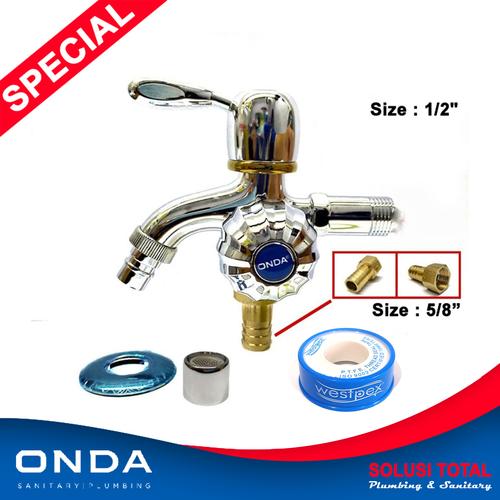 Foto Produk Paket Kran Keran Cabang Selang Mesin Cuci Taman 5/8 Onda dari Solusi total