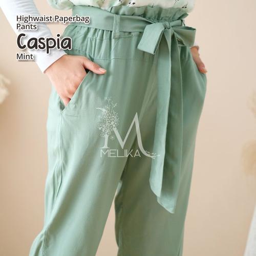 Foto Produk HIGHWAIST PAPERBAG PANTS / CELANA PANJANG RAYON PITA CASPIA (MINT) dari Pusat Mukena Indonesia
