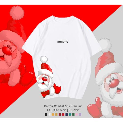 Gambar HOHO SANTA T-Shirt / KAOS UK OVERSIZE UNISEX TERMURAH KADO NATAL - Putih, M dari rever_woman Kota Tangerang Tokopedia