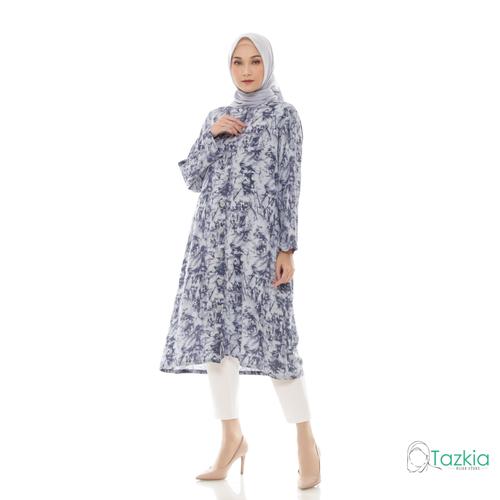 Foto Produk Atasan Muslim Wanita | Marble Long Tunik Abu | Tie Dye Rayon - Abu dari Tazkia Hijab Store