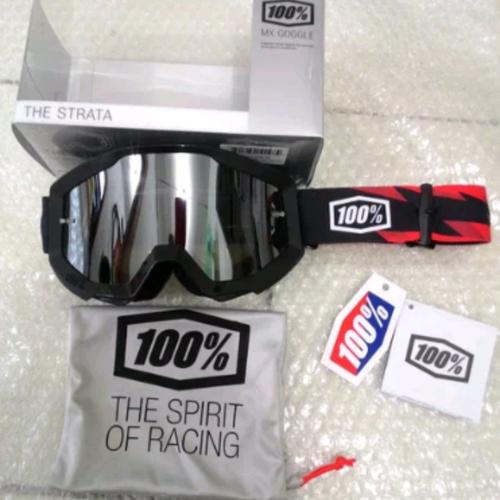 Foto Produk Kacamata Motor Cross - MTB Goggle 100 Percent Strata Slash Clear dari Kandang'z MTB