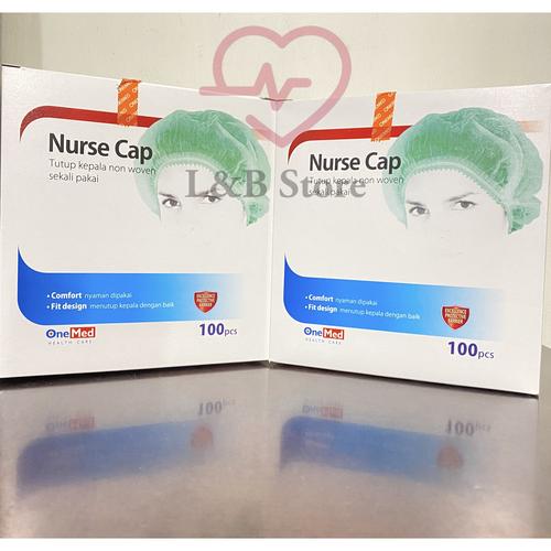 Foto Produk Nurse Cap / Hair Net / Hair Cap Topi Perawat Penutup Kepala OneMed Box - Hijau dari L&B Store