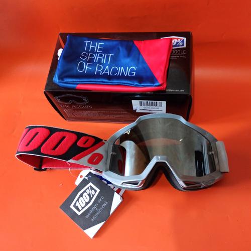 Foto Produk Kacamata Motor Cross Goggle 100% Accuri Solberg Silver Mirror Lens dari Kandang'z MTB
