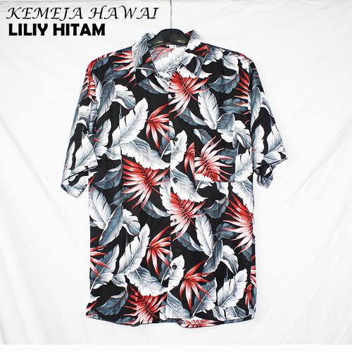 Foto Produk FortKlass HAWAI LILY Kemeja Hawaii Bali Pria Motif Kemeja Pantai Cowok - Hitam dari FortKlass