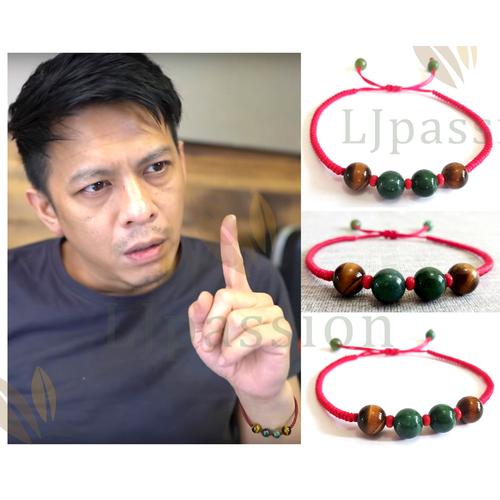 Foto Produk Gelang Ariel Batu Tiger Eye Agate Hijau Tali Merah Lucky Knot - S dari Passion