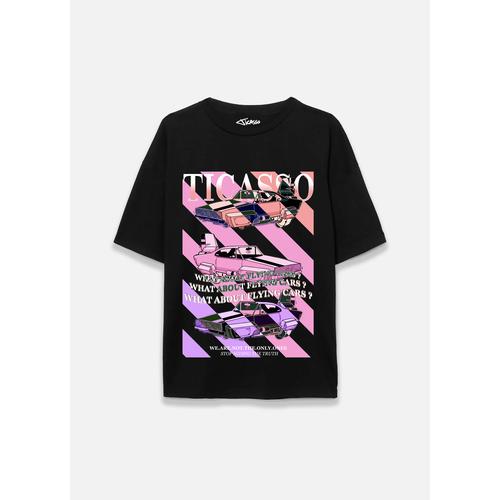 Gambar Ticasso "Flying Cars" Oversized T-shirt - Black - S dari LabX_officialstore Jakarta Selatan Tokopedia