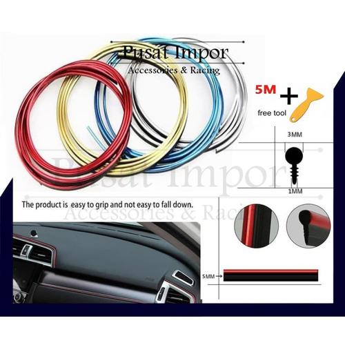 Foto Produk List Dashboard Trim Mobil Interior Dekorasi Lis 5 Meter Bonus Rakel - Silver dari Pusat Impor
