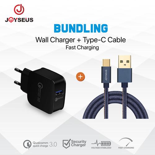 Foto Produk Charger JOYSEUS QC3.0 Quick Charging Black+ TYPE C Cable 2.4A - CL8KB3 dari Joyseus Official Store