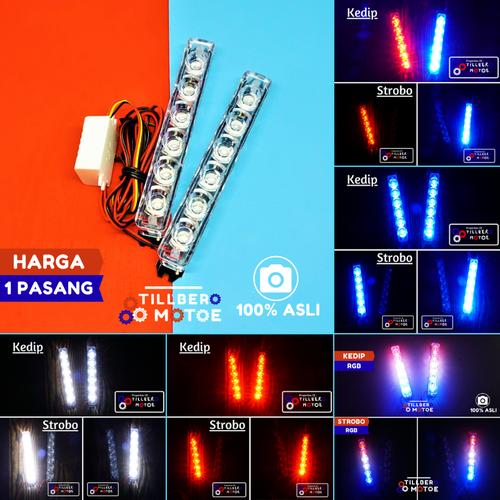 Foto Produk Lampu Motor LED DRL 2 Mode Strobo/Blitz - Merah-Merah dari Tillberomotoe_ID