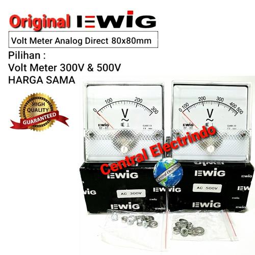 Foto Produk Volt Meter Analog EWIG 80x80 300V dan 500V - AC 300V dari central electrindo
