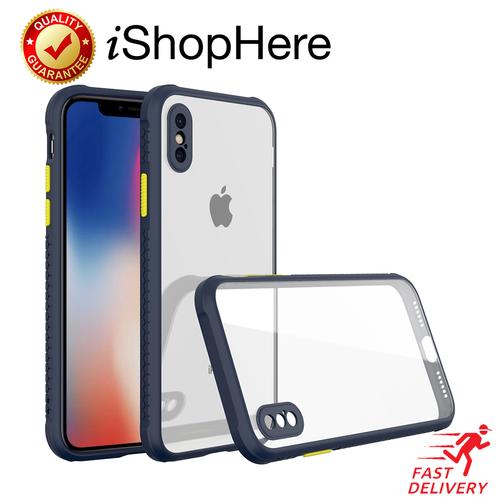 Foto Produk Anti Crack Clear Tread Hard Case Casing Bening iPhone X XR XS Max - Biru, X - XS dari iShop Here