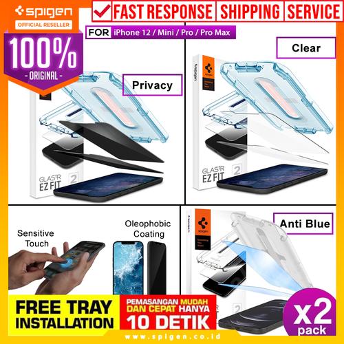 Foto Produk Tempered Glass iPhone 12 Pro Max 12 Pro 12 Mini Spigen Glas tR EZ Fit - 12 Mini, AntiBlue dari Spigen Official