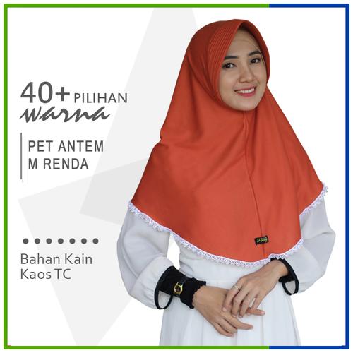 Foto Produk Jilbab Instan Pet Antem Renda M / Hijab Kaos Bergo Pet RENDA Size M dari Jilbab Mazoya