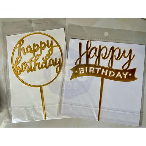 Foto Produk Cake Topper Acrylic Happy Birthday - Bulat HBD dari nos238