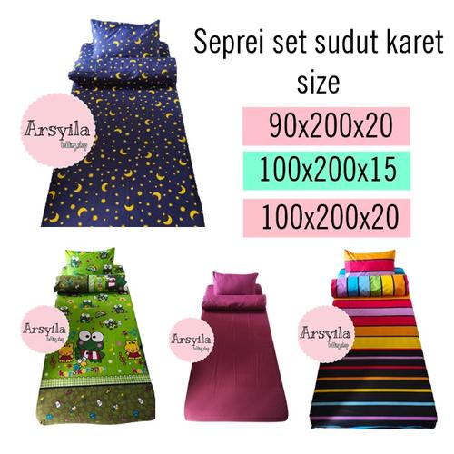 Foto Produk sprei/seprai karet 1 set ukuran (90x200x20)(100x200x15)(100x200x20) - 100x200x20, sabit kuning dari arsyila bedding shop