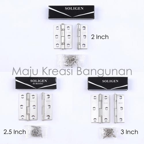 Foto Produk Engsel Tipis SOLIGEN 2" 2,5" 3" Stainless Steel Lemari Inch Inci Kecil - 2.5 Inch dari TB Maju Kreasi Bangunan