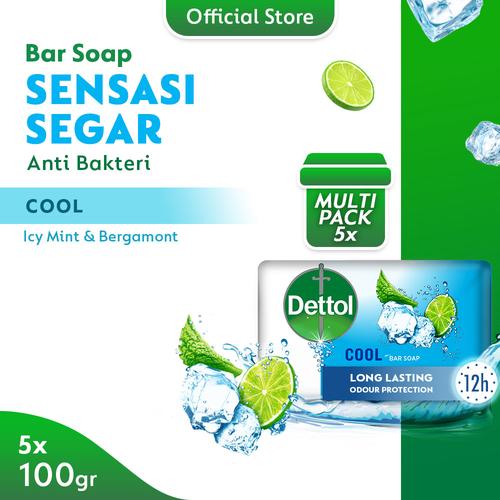 Foto Produk Dettol Sabun Batang Cool 100gr - Isi 5 - Anti Kuman - Sensasi Menthol dari Dettol Official Store