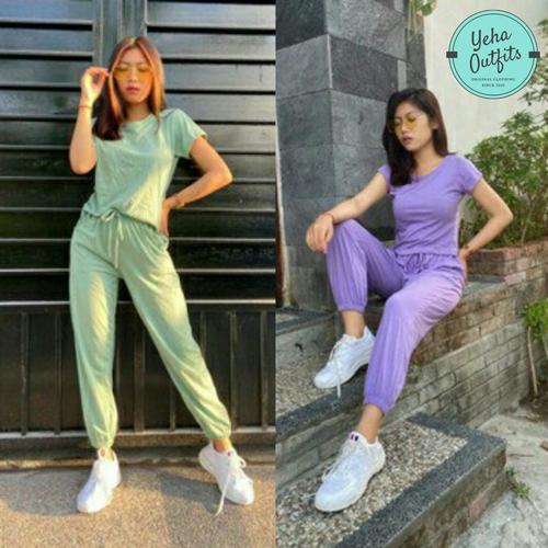 Foto Produk One Set Dinda | Celana Jogger Wanita | Baju Kaos | Setelan Wanita - Ungu dari Yeha Outfits