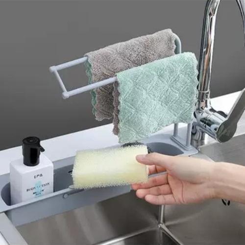 Foto Produk Rak Wastafel Spon Dapur Kain Lap Rak Penyimpanan Spons / sink flexible - Abu-abu dari Home Diaries