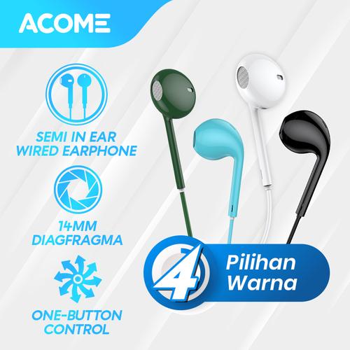 Foto Produk ACOME Headset Stereo Sound Microphone Semi In Ear Wired Earphone - Blue dari Acome Indonesia