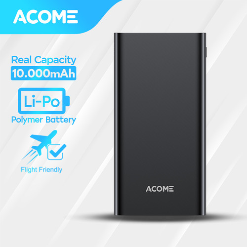 Foto Produk ACOME Powerbank 10000mAh 2 USB Output - Garansi Resmi 18 Bulan - AP103 - Hitam dari Acome Indonesia