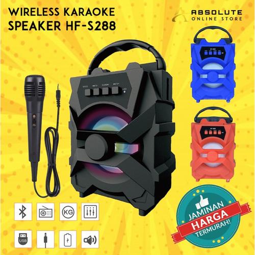 Foto Produk SPEAKER MUSIK KARAOKE WIRELESS BLUETOOTH MIC HF S288 BASS MURAH SATUAN dari Toko Absolute 1