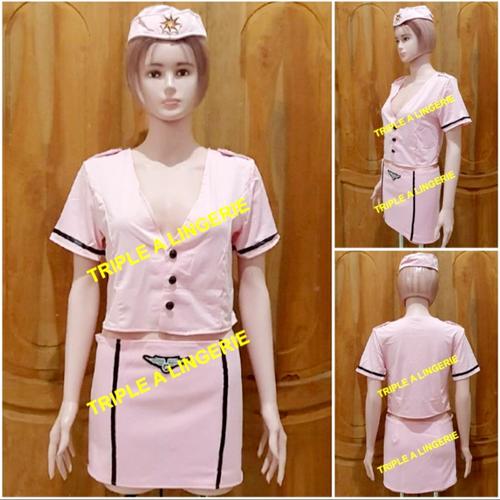 Foto Produk Sexy Lingerie Costume Pramugari Murah Baju Tidur Kostum TA0108 Pink dari Lingerie Murah Jogja