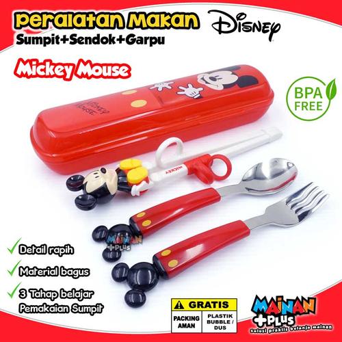 Foto Produk Peralatan Makan Anak Set Sendok Garpu Sumpit Training Chopstick Disney - Mickey Mouse dari MainanPlus