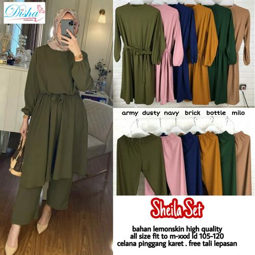 Foto Produk Sheila set setelan long tunic dan celana panjang wanita dari mamaegio