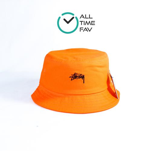Stussy Stock Logo Bucket Hat Orange 