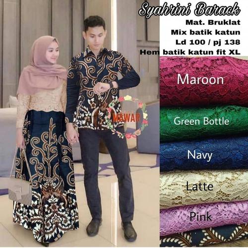 Foto Produk GAMIS BROKAT COUPLE BATIK SARIMBIT MUSLIM BAJU PESTA KONDANGAN BRUKAT - mocca dari Marinah Batik