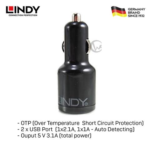Foto Produk LINDY #73334 USB Car Charger 5V 3.1A, 2 Ports -Hitam dari LINDY INDONESIA