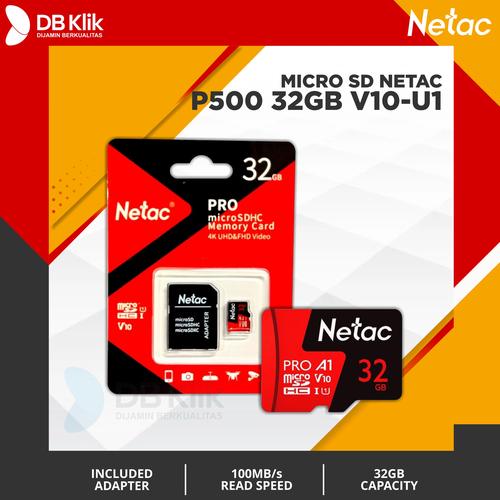 Foto Produk Micro SD 32GB V10-U1 NETAC With Adapter - NETAC Micro SD 32GB V 10 dari dbclick