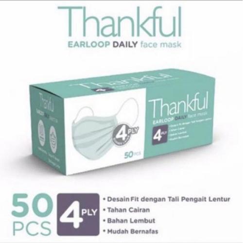 Foto Produk Masker Thankful daily mask 4 ply. 1 box isi 50 pcs. - Putih dari Enjjoy