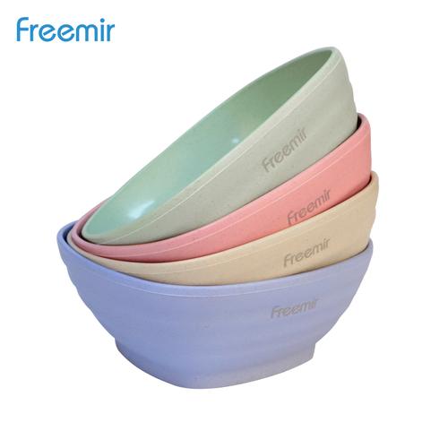Foto Produk Freemir Mangkuk Kotak Square Bowl Mangkok Wheat Straw BPA free 4 Pcs dari freemir Official Store