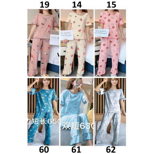 Foto Produk Piyama Wanita Baju Tidur Wanita Lengan Pendek Celana Panjang - Import dari Michary Shop