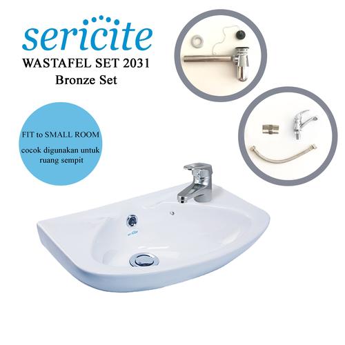 Foto Produk Wastafel Sericite 2031 KOMPLIT Keran/ Washtafel Kran Sifon BRONZE SET dari serisaito