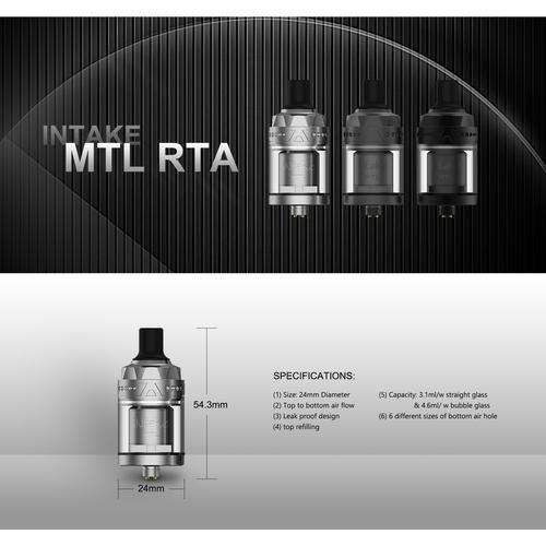Jual Augvape Intake MTL RTA Atomizer 3.1ml Stainless Steel Kota