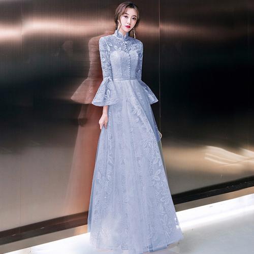 Jual Evening dress grey gaun malam prom 