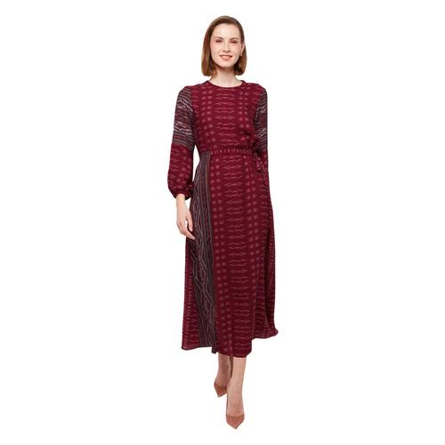 Foto Produk Saulina By Aisaa - Gamis Ikat - Maroon - XXXL dari Aisaa Official