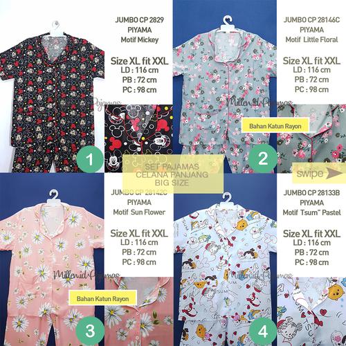Foto Produk SET PIYAMA JUMBO XL fit XXL Katun Japan Baju Tidur Wanita JBCP - Nomor 1 dari Indonesia Garage