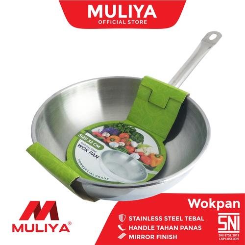 Foto Produk Wajan Wok Pan Profesional Stainless 32cm dari MULIYA COOKWARE