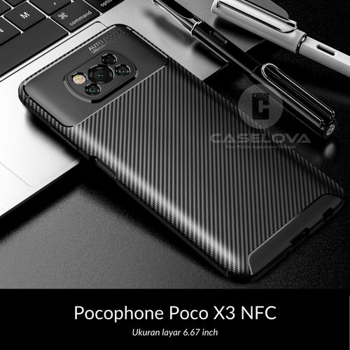 Foto Produk Case Pocophone Poco X3 NFC Synthetic Fiber Protective Carbon - Hitam dari Caselova Store